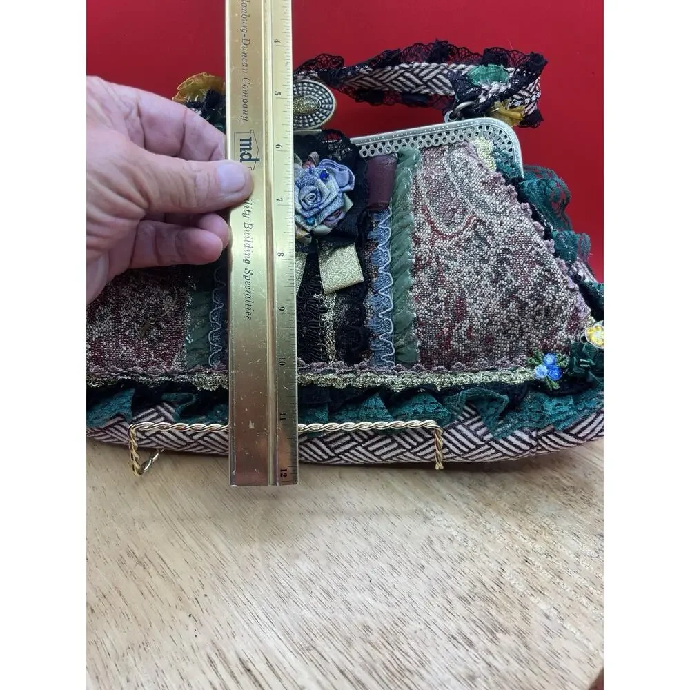 Malina Evening Victorian Bag Steam Punk Convertible Chain Lace Tapestry Purse